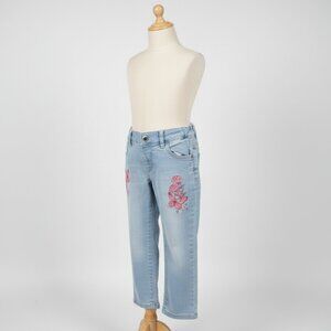 Light Blue Skinny Jeans with Pink Butterfly Design Girls 5t